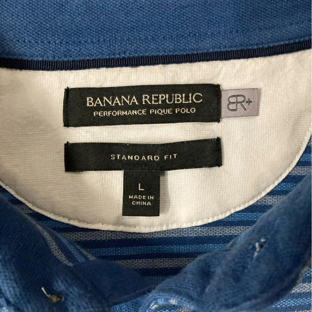 Banana Republic Men’s‎ Large Blue Standard Fit Performance Pique Polo Shirt